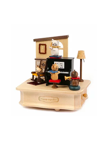 Boite A Musique Bois Chat Piano
