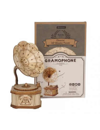 Puzzle 3D en bois Phonographe vintage – Univers jeux en bois