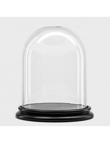Cloche en verre socle noir 19cm